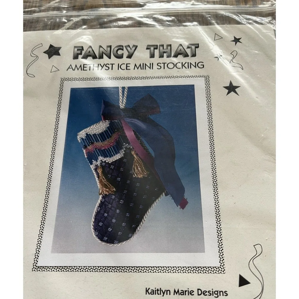 1995 Fancy That Series Amethyst Ice Mini Stocking Ornament Kit Kaitlyn Marie VTG